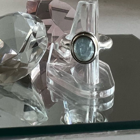 Lg sterling silver 925 raw call Raw Cabochon  aqua marine - Picture 5 of 14